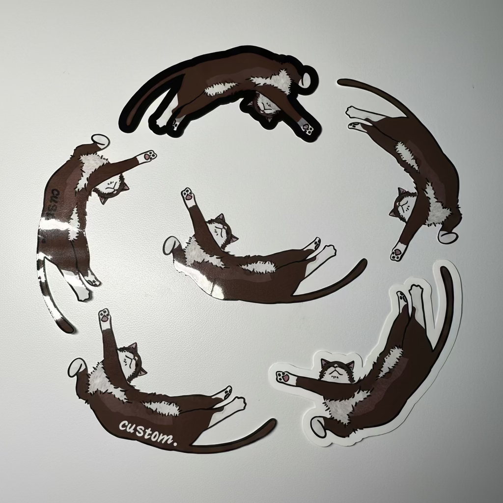 Laptop Sticker | Brown Cat Stretching