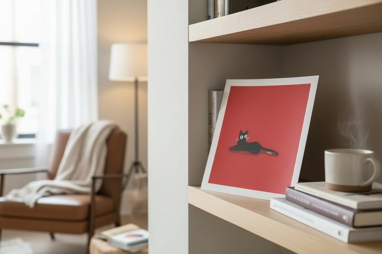 Black Cat on Red | Fine Art Poster