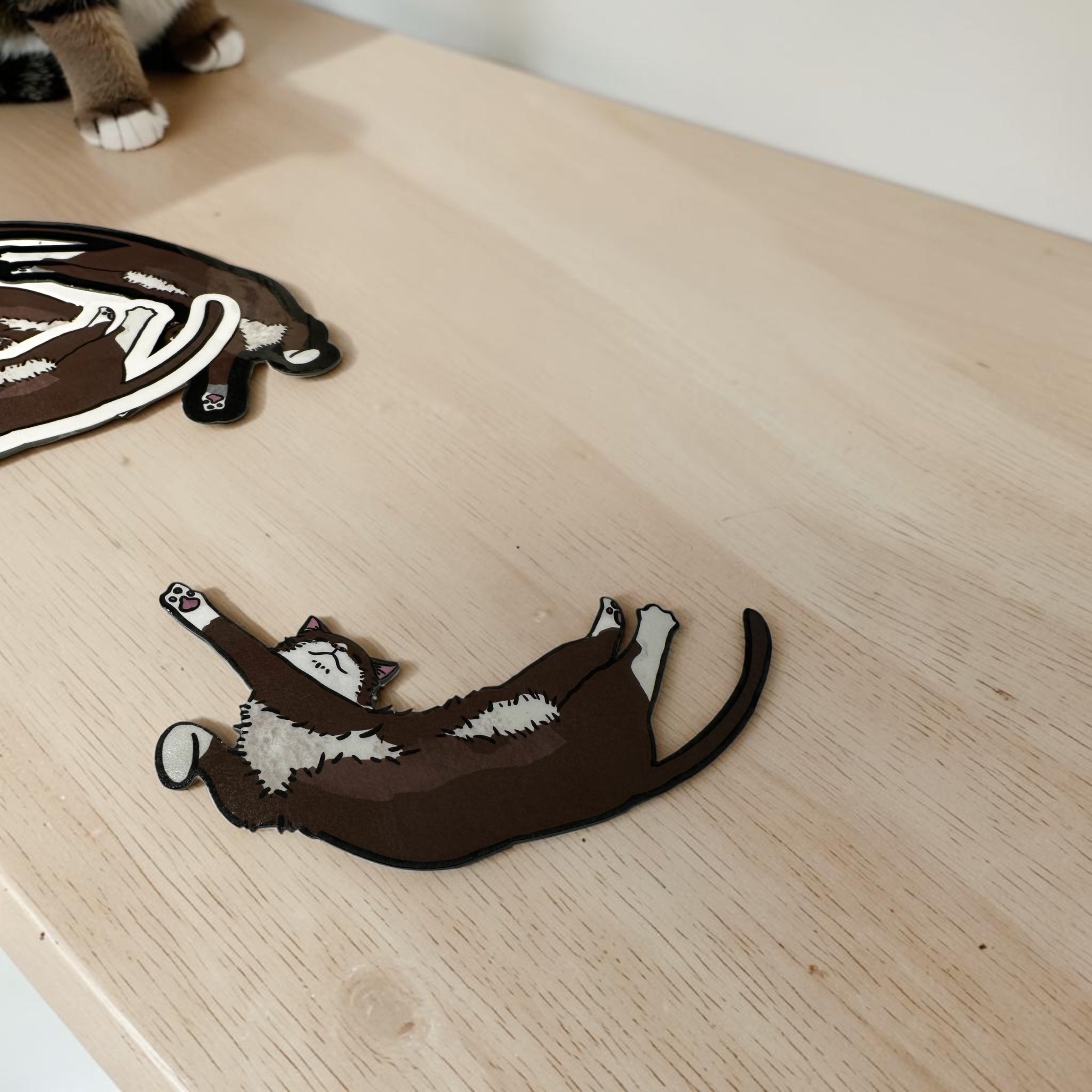 Laptop Sticker | Brown Cat Stretching