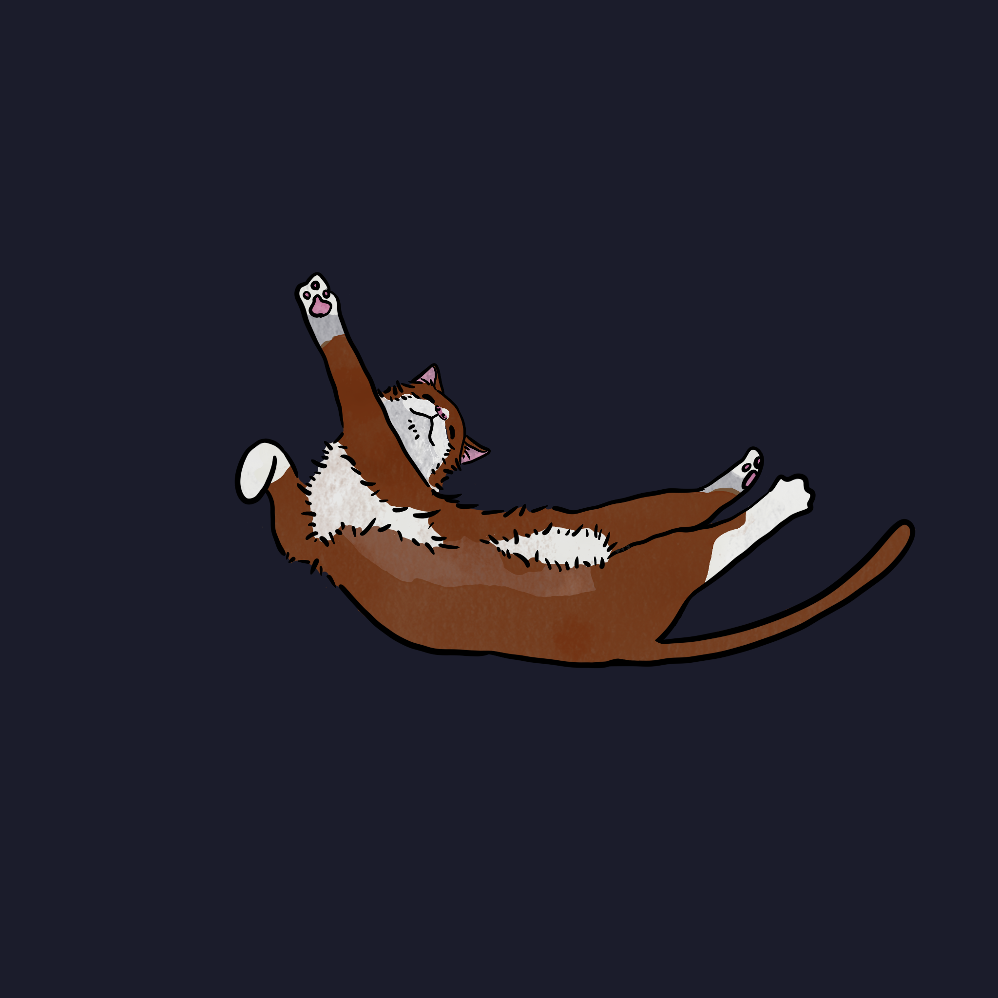 Laptop Sticker | Brown Cat Stretching